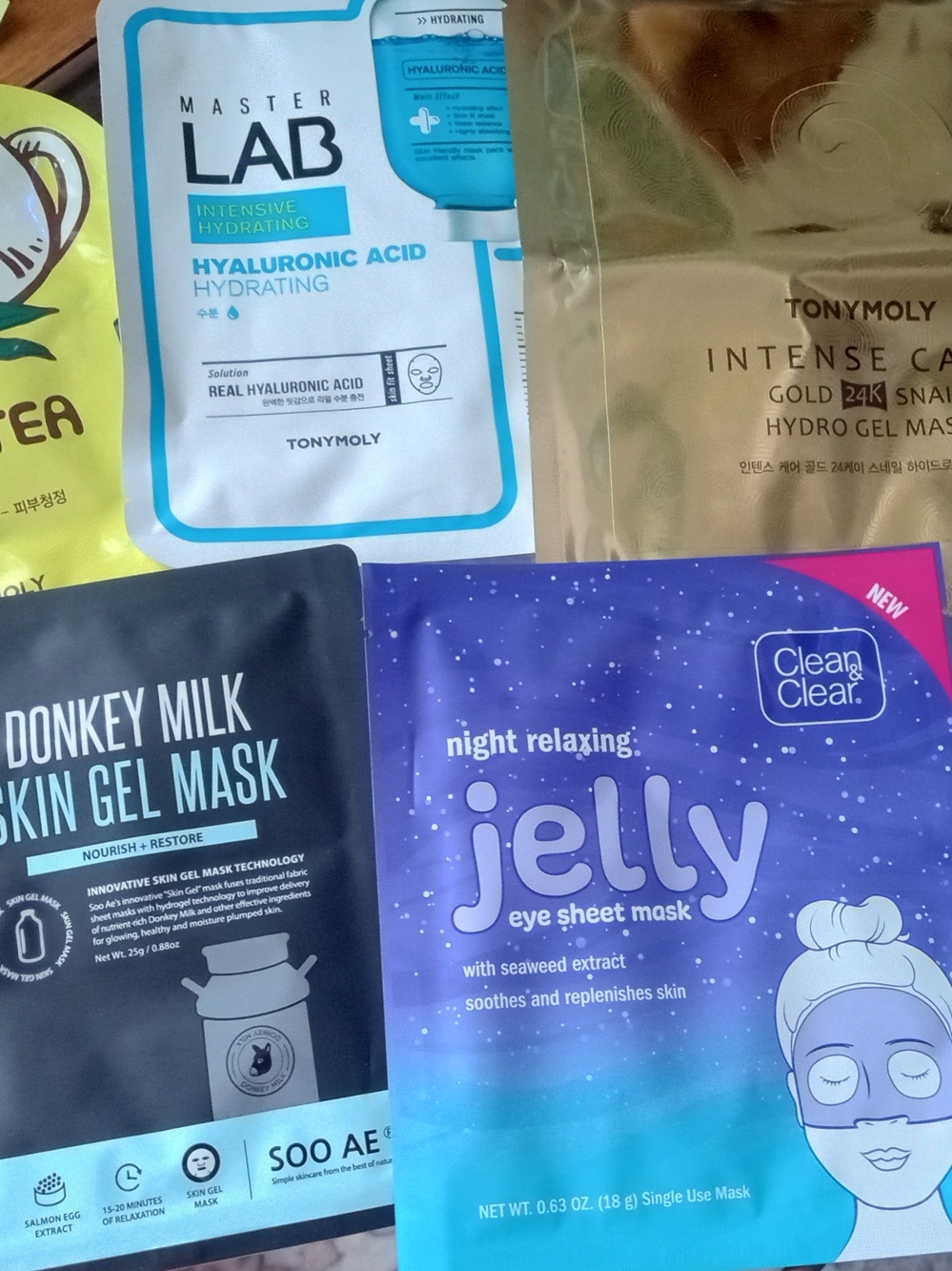 5 Masks Bundle -Snail TonyMoly Night Relaxing Eye Sheet Mask, Green Tea 💚
